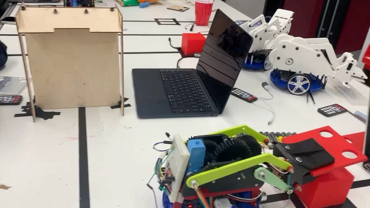 Solar panel placement robots during a lab test